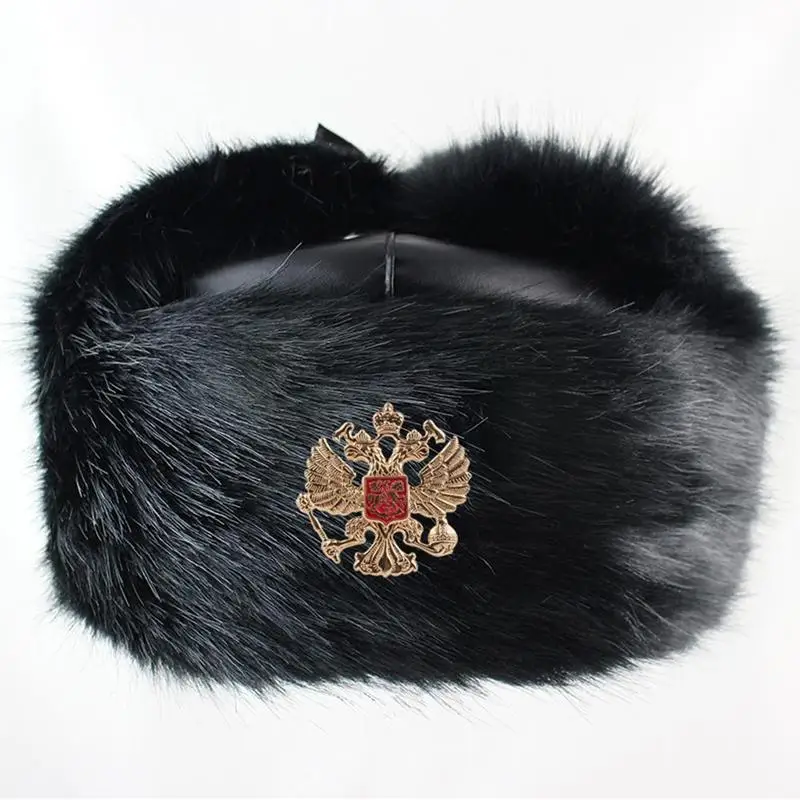 Soviet Badge Hat Pu Waterproof Padded Earmuffs Russian Warm Hat Women Earmuffs Outdoor Warm Hat Padded And Hat Men M3Z3 mens winter bomber hats