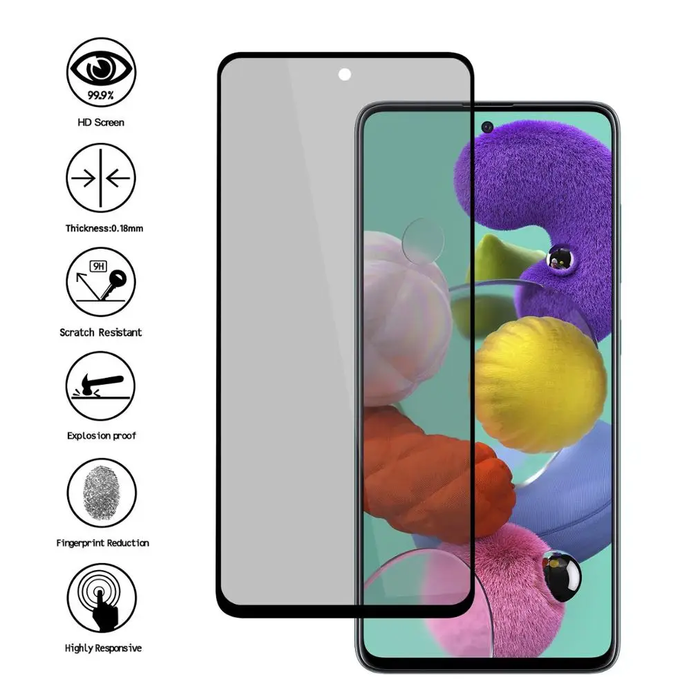 Закаленное стекло для Samsung Galaxy A11 A41 A51 A71 A81 A91 защита экрана с защитой от шпионов