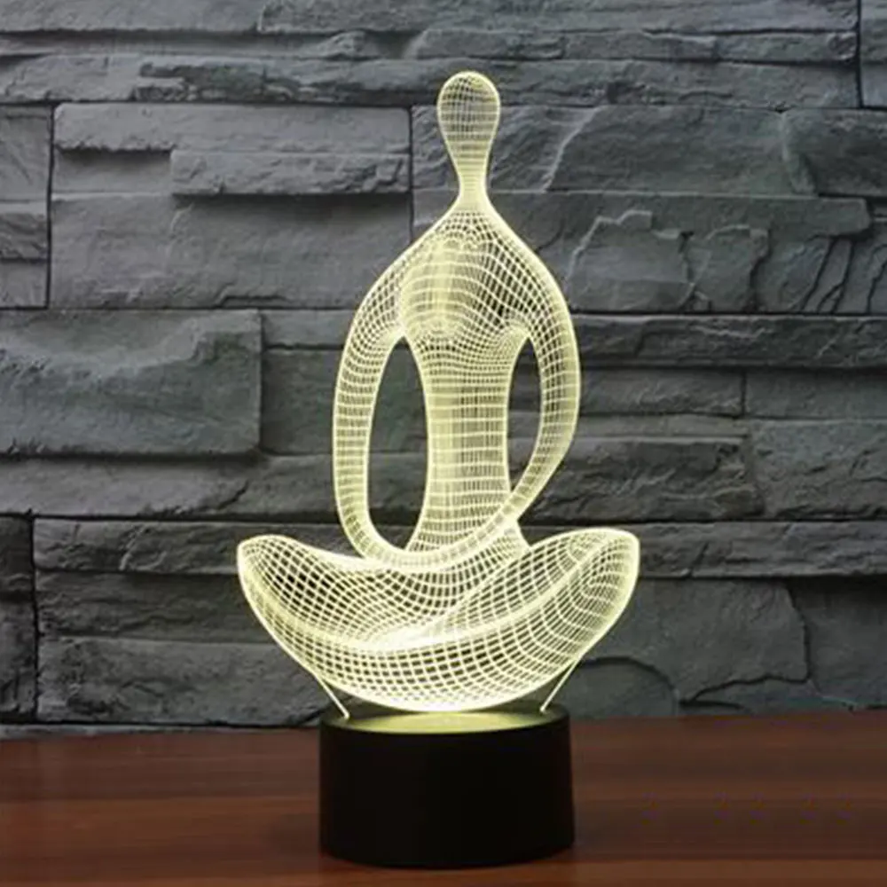 Светодиодный 3d-ночник креативная лампа для медитации акриловые ночные светильники лампа для йоги красочный градиент атмосферная лампа украшение спальни