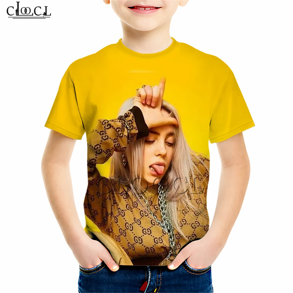 Подростковая Детская футболка с 3D принтом «Love Idol Genius Music Girl Billie Eilish Singer», уличная одежда для мальчиков и девочек, повседневные топы для скейтборда