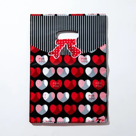 Red Heart bowknot D& P 20*25 см, 10 шт., спасибо, подарок, ювелирная пластиковая посылка, сумка для переноски, Свадебный бутик, вечерние, Подарочная пластиковая сумка с ручкой для покупок - Цвет: Red Heart bowknot