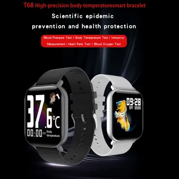 

T68 1.54inch Bluetooth Sport Smart Watch Bracelet Body Temperature Weather Display IP67 Fitness Waterproof Heart Rate Pedometer