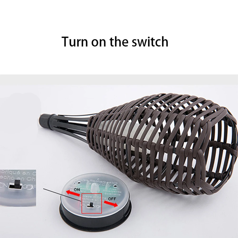 Flickering Torch Decking Yard Landscape Lawn Insert Solar Light LED Waterproof Outdoor Garden Decorative Path Rattan Weaving