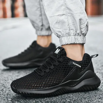 

Summer 2020 Breathable Men Sneakers Mesh Flat Non Slip Sweat-Absorbant Lightweight Casual Shoes Sport Run Walk Male Plus Size 46