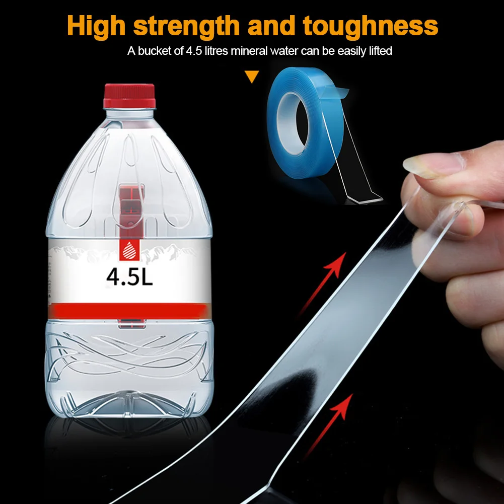 

Reusable Multifunctional Strong Heavy Duty Adhesive Loop Sticker Gadget Home Waterproof Double Sided Tape Transparent Traceless