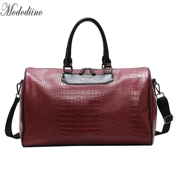 

Mododiino Stone Pattern Women Travel Bag PU Leather Duffel Bag Waterproof Large Capacity Shoulder Bag Travel Hand Luggage DV1299