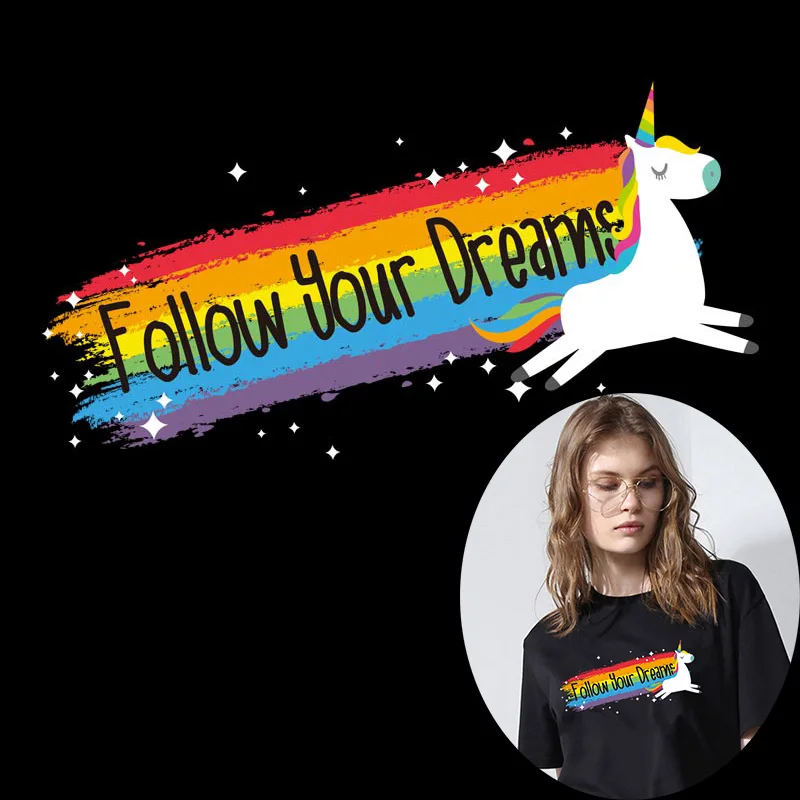 Prajna Радужный Единорог теплопередача Печатный утюжок для одежды мультфильм