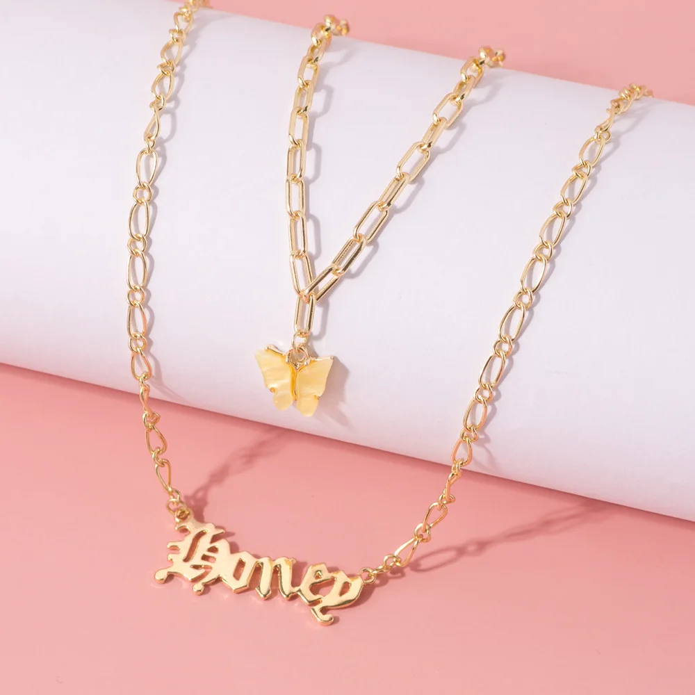 Stylish 2 Layers Custom Letter Necklace 
