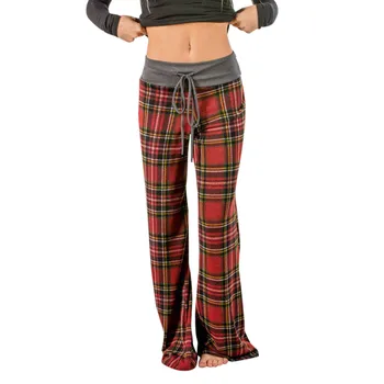 

Loose Pants Women Plaid Floral Ladies Sport Clothes Trousers Autumn Casual Wide Legs Pants Long Running Gym Pant mujer #L10