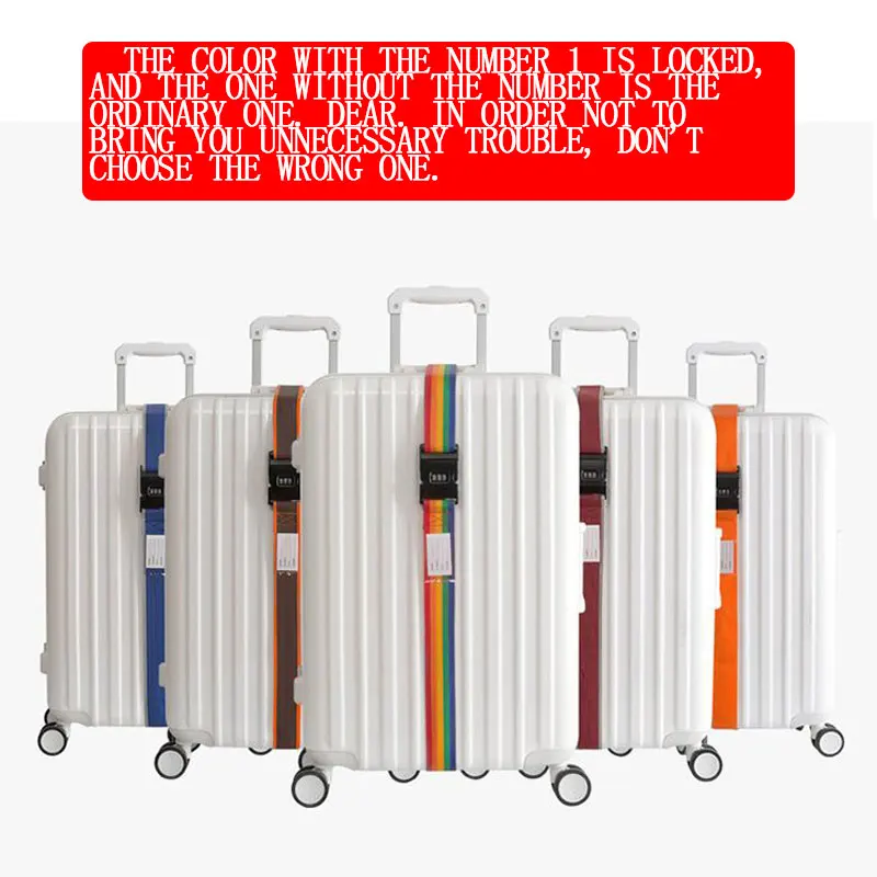 

Luggage Strap Cross Strap Packing Adjustable 200CM Travel Suitcase PP 3 Digits Password Lock Luggage Strap Belts Belt Closure