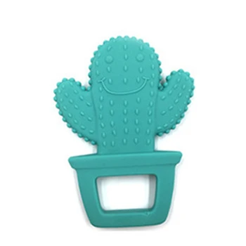 

3Pc Baby Silicone Teether DIY Cute Solid Color Cactus Necklace Teether Cartoon Infant Baby Silicone Chew Charms Toddle Teething