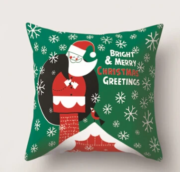 J 45x45cm Merry Christmas Pillow Cover Christmas Decorations for Home Cotton Linen Cushion New Year Party Navidad Xmas Gift - Цвет: J