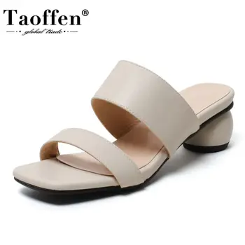 

TAOFFEN Women Sandals Shoes Open Toe Round Heel PVC Transparent Shoes Summer Slides Outdoor Daily Shoes Footwear Size 30-43