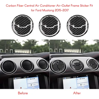 

Carbon Fiber Central Air Conditioner Air-Outlet Frame Sticker Fit for Ford Mustang 2015-2017