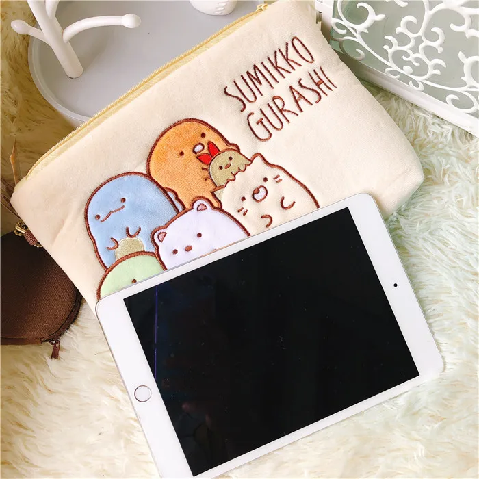 Аниме Сан-х Sumikko Gurashi плюшевые домашние тапочки с кошечкой из мультфильма 2 шт./компл. Макияж сумка+ портмоне мягкий чехол-бумажник с отделением для карт сумки подарок для детей