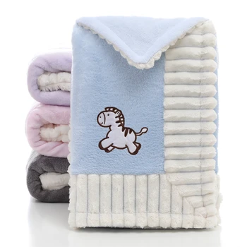

Double-layer Flannel Children Blanket Thicken Keep Warm Cover Blanket Cartoon Embroidered Knitted Children Blanket Baby Blankets