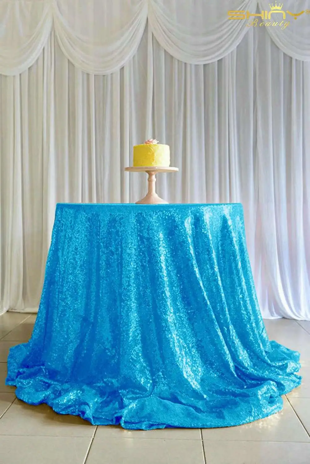 Tablecloth-Turquoise-48Inch с блестками круглые блестящие скатерти, блестящая скатерть, свадебные Cover-M1017 с блестками
