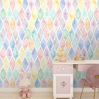 หลากสีเรขาคณิตวอลล์เปเปอร์ติดด้วยตนเองที่มีสีสันโค้งที่ถอดออกได้เปลือกและติดวอลล์เปเปอร์สําหรับเนอสเซอรี่เด็กตกแต่งห้อง DIY 4