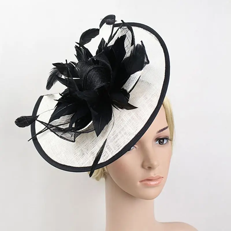 Women Vintage Hat Ladies Bridal Flower Mesh Feathers Party Banquet Wedding Veil U50C