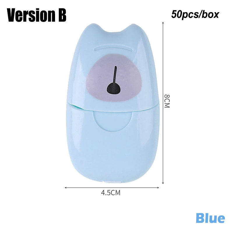 Blue 50pcs 20 шт/50 шт портативное мыло для путешествий, бумага для мытья рук для ванны, чистые ароматизированные листы, одноразовые бумажные мини-коробки, мыло - Цвет: Blue 50pcs