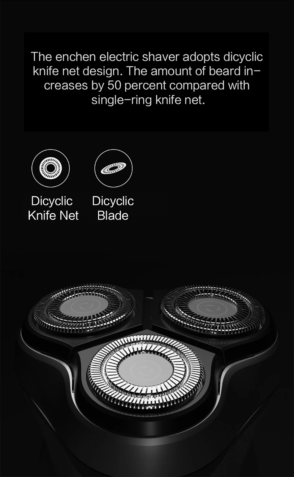 Xiaomi Enchen черный камень 3D электробритва электрическая бритва для Для мужчин триммер для бороды Тип usb-C Перезаряжаемые одним лезвием бритвенный станок