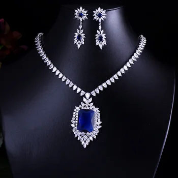 

Blue/Green/Clear/Red Zirconia AAA Cubic Zircon Jewelry Sets ,Earrings /Necklace,Promotion,Nickel Free, Factory price