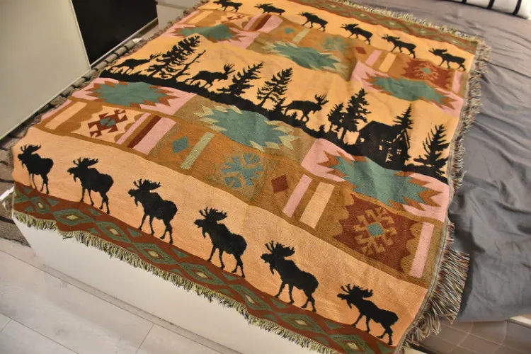 Moose, домик, олень, лось, диван с обивкой из гобелена, одеяло, для дома, декоративная кровать, покрывало, толстое вязаное одеяло, год, ковер, коврик