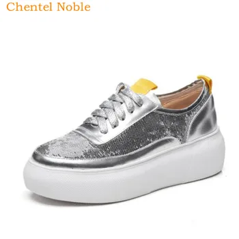 

Brand Sequined Wild Platform Women Shoes Lace-Up Flats Top Thick Bottom Casual Shoe Sneaker For Women's Zapatillas Shoes Woman