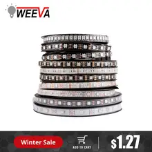 Ws2812b dc 5 v led 스트립 rgb 50 cm 1 m 2 m 3 m 4 m 5 m 30/60/144 led 스마트 주소 지정 픽셀 블랙 화이트 pcb ws2812 ic 17key bar(China)