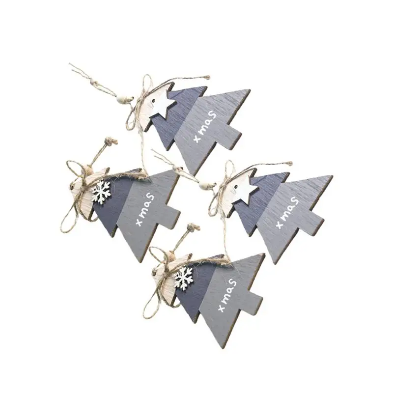 4Pcs Pendants Christmas Tree Shaped Lovely Pendant Wooden Pendant Cute Ornaments Party Hangings for Party Christmas