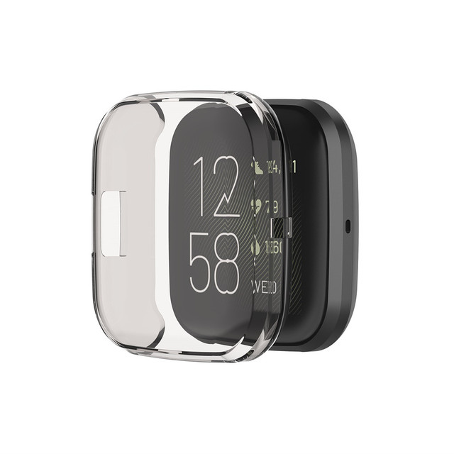 Fitbit versa 2 Watch Full Cover Glass Screen Protector Soft Ultra-Slim Clear TPU Smartwatch Protector Case Full Cover