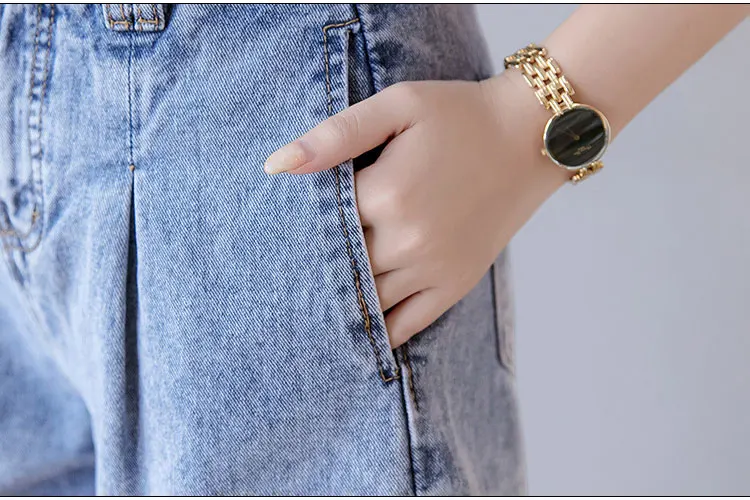New Summer Fashion Elastic High Waist Denim Shorts Women Casual Sashes Wide Legs Shorts Slim Loose All-Match Shorts Famale