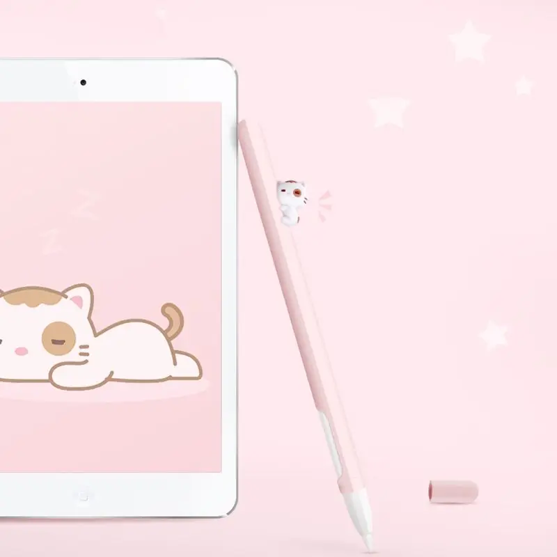 1 шт. силиконовый защитный чехол с милым котом, чехол для Apple Pencil 2