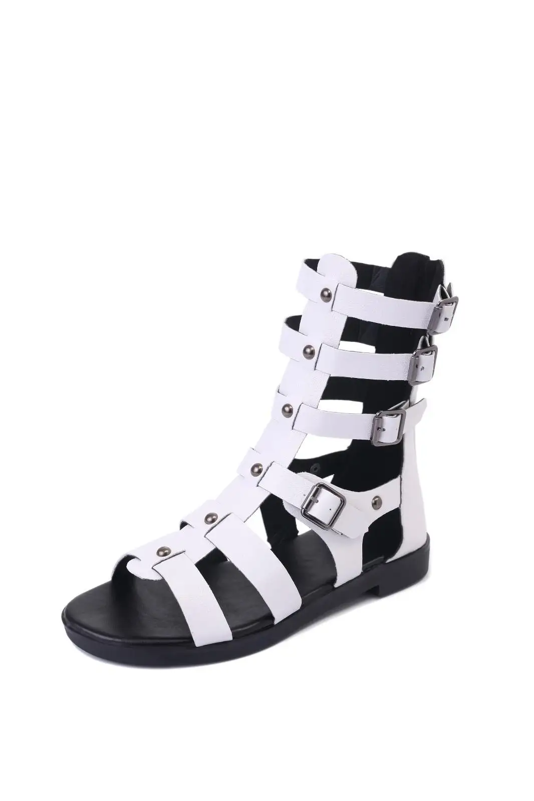 Sandals Summer New Fashion Open Toe Women's Shoes Straps Cool Boots Student Flat Shoes Short Tube Hollow Thin Roman Shoes - Цвет: White