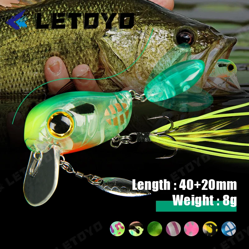 

LETOYO Floating Fishing Lure Crank 40mm 8g Freshwater Bass Crankbait Surface Artificial Hard Baits With Spoon Wobblers Wake Bait