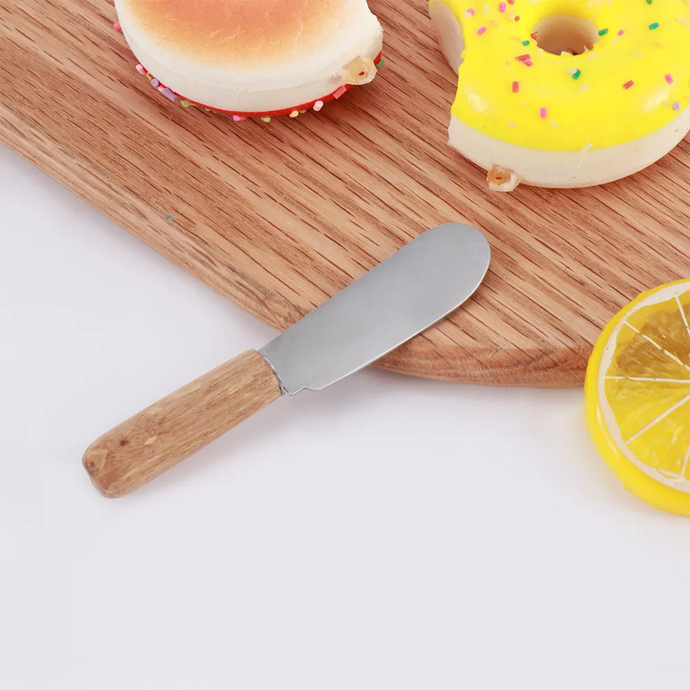 Mini Sandwich Spreader Butter Cheese Slicer Stainless Steel Cake Cream Mixer Spatula Kitchen Tool with Wooden Handle