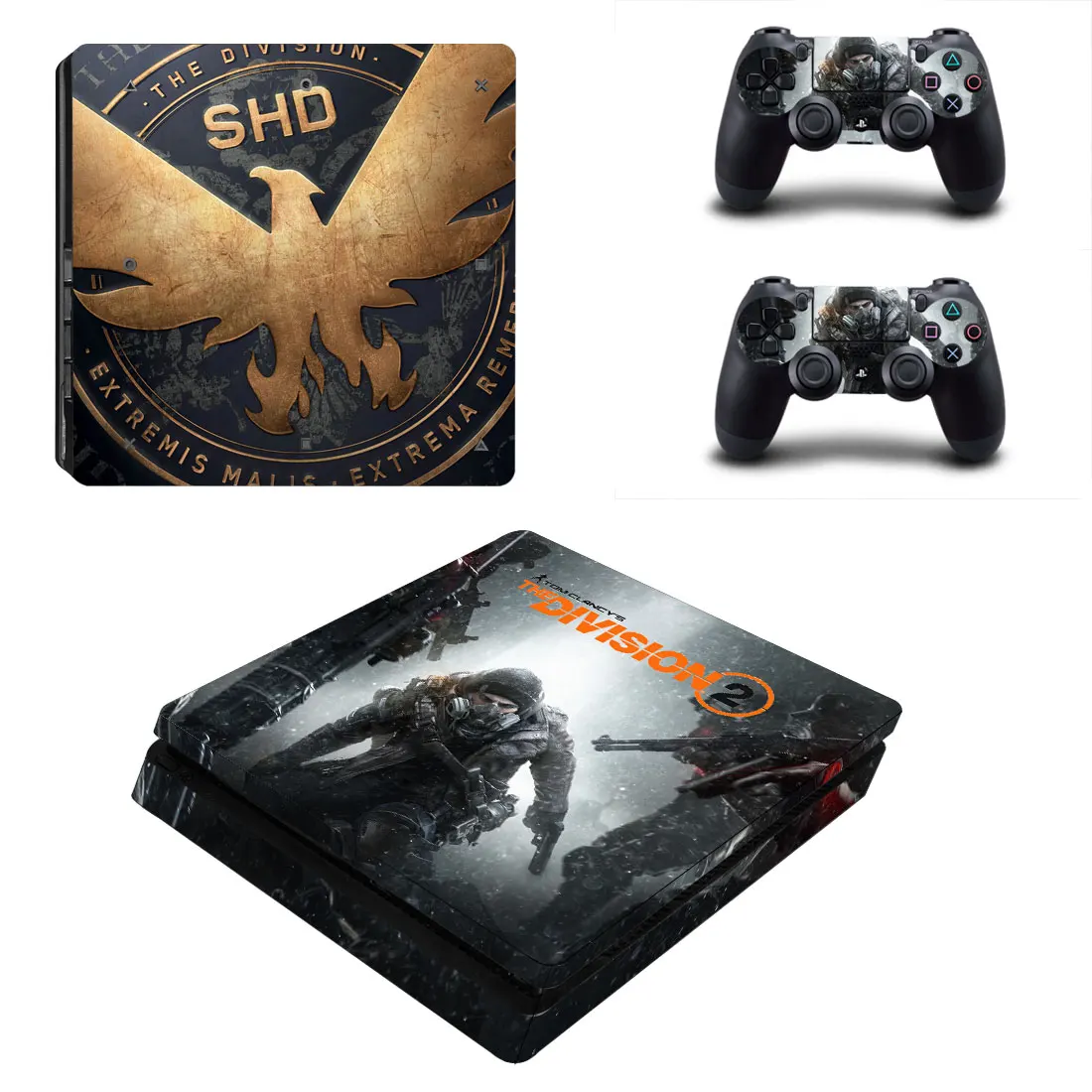 Стилизованное покрытие Tom Clancy's The Division 2 наклейка для PS4 Slim консоль и контроллеры Наклейка виниловая оболочка Крышка YSP4S-3399