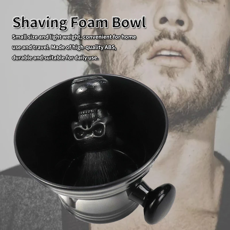 

High-End Black Men'S Shaving Bowl Hair Beard Shave Soap Cup With Plastic Handle