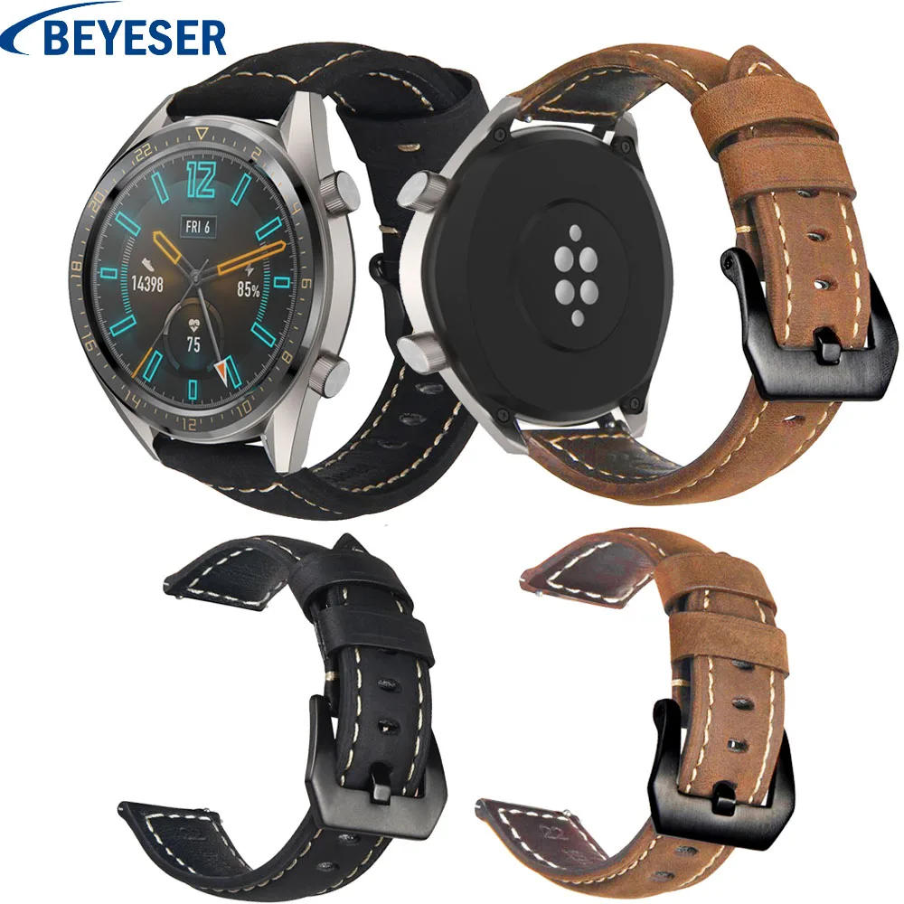 Кожаный ремешок для huawei Watch gt smart watch Xiaomi Huami Amazfit 2/2S наручный gear S3 браслет
