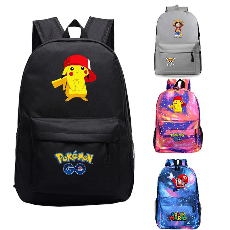 Mochila Pikachu Sac A Dos Pokemon Super Mario аниме-рюкзак для путешествий, школьные сумки для девочек-подростков, мультяшная книжная сумка
