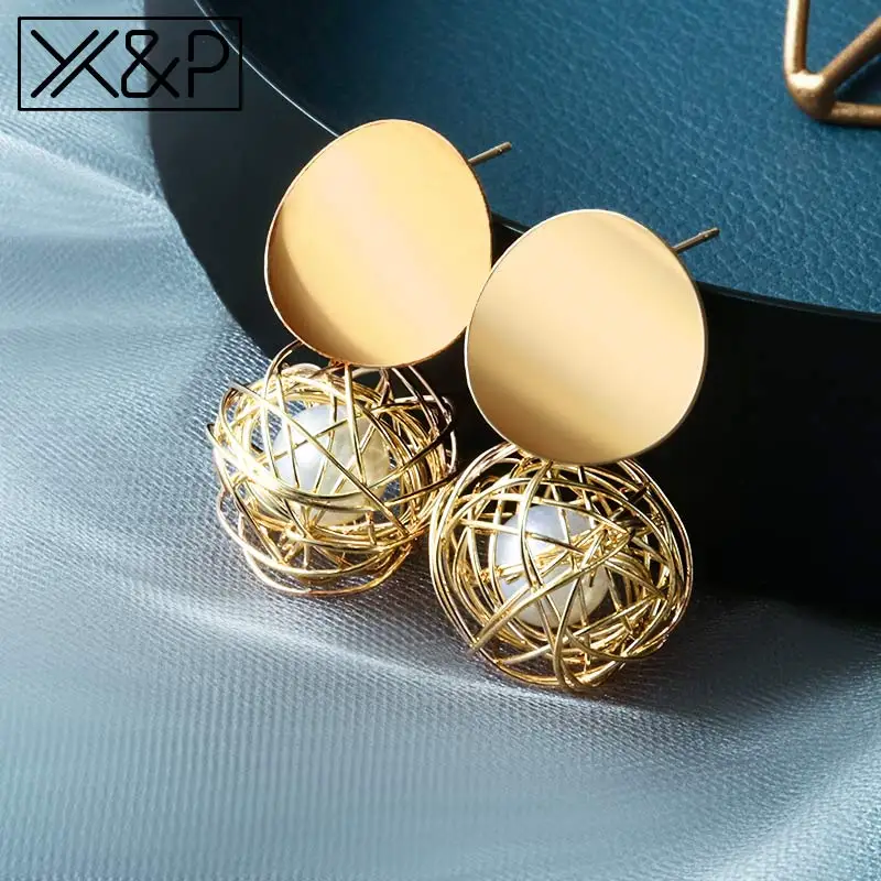 Gold 9 X& P горячие женские серьги золотые Висячие серьги для женщин массивные большие висячие, геометрической формы свисающие серьги с бриллиантами Винтажные Ювелирные Изделия - Окраска металла: Gold 9
