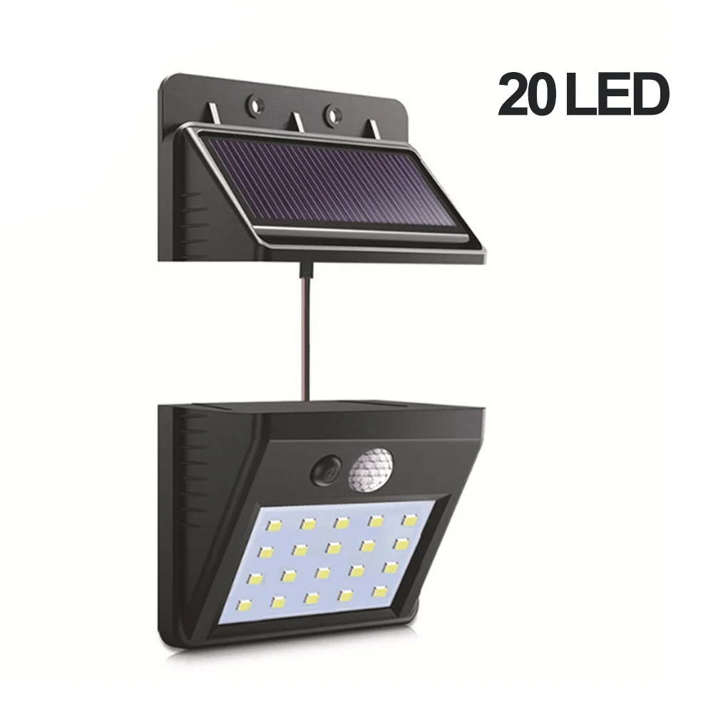 Разделяемая солнечная панель наружный светодиодный настенный светильник датчик движения/Ночной Датчик солнечный светильник для ночное освещение для сада#1108 - Испускаемый цвет: 20 LED