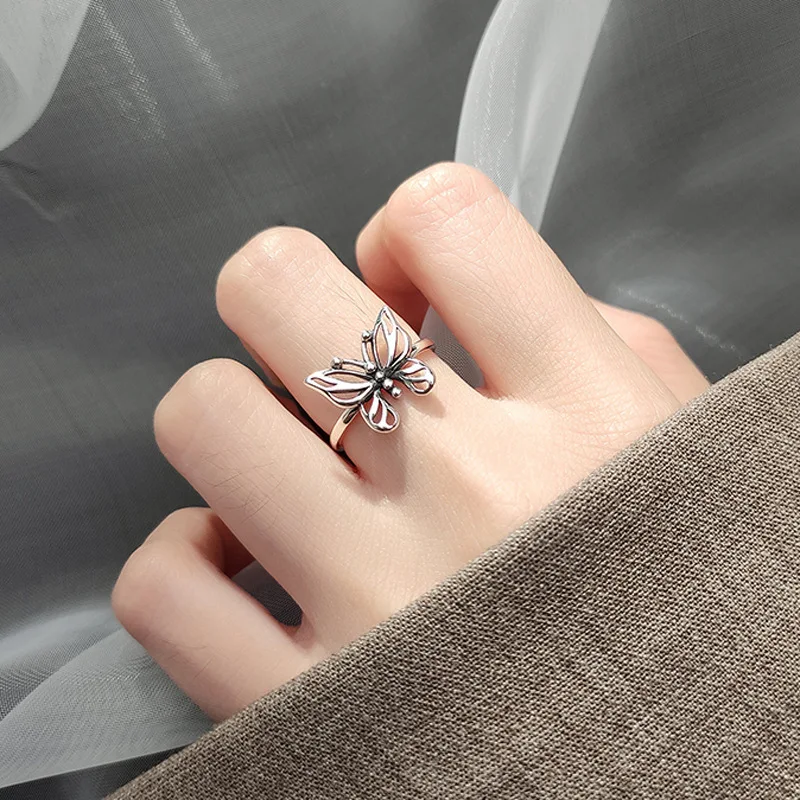 2021 Harajuku Gothic Vintage Hollow Butterfly Rings For Women Adjustable Rings Wedding Party Statement Jewelry 