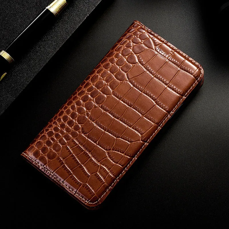 Genuine Leather Flip Phone Case For Meizu18S 16 16X 16th 17 Pro 6 7 Plus X8 Cover Magnetic Buckle Cowhide Crocodile Wallet Bag best meizu phone case design Cases For Meizu