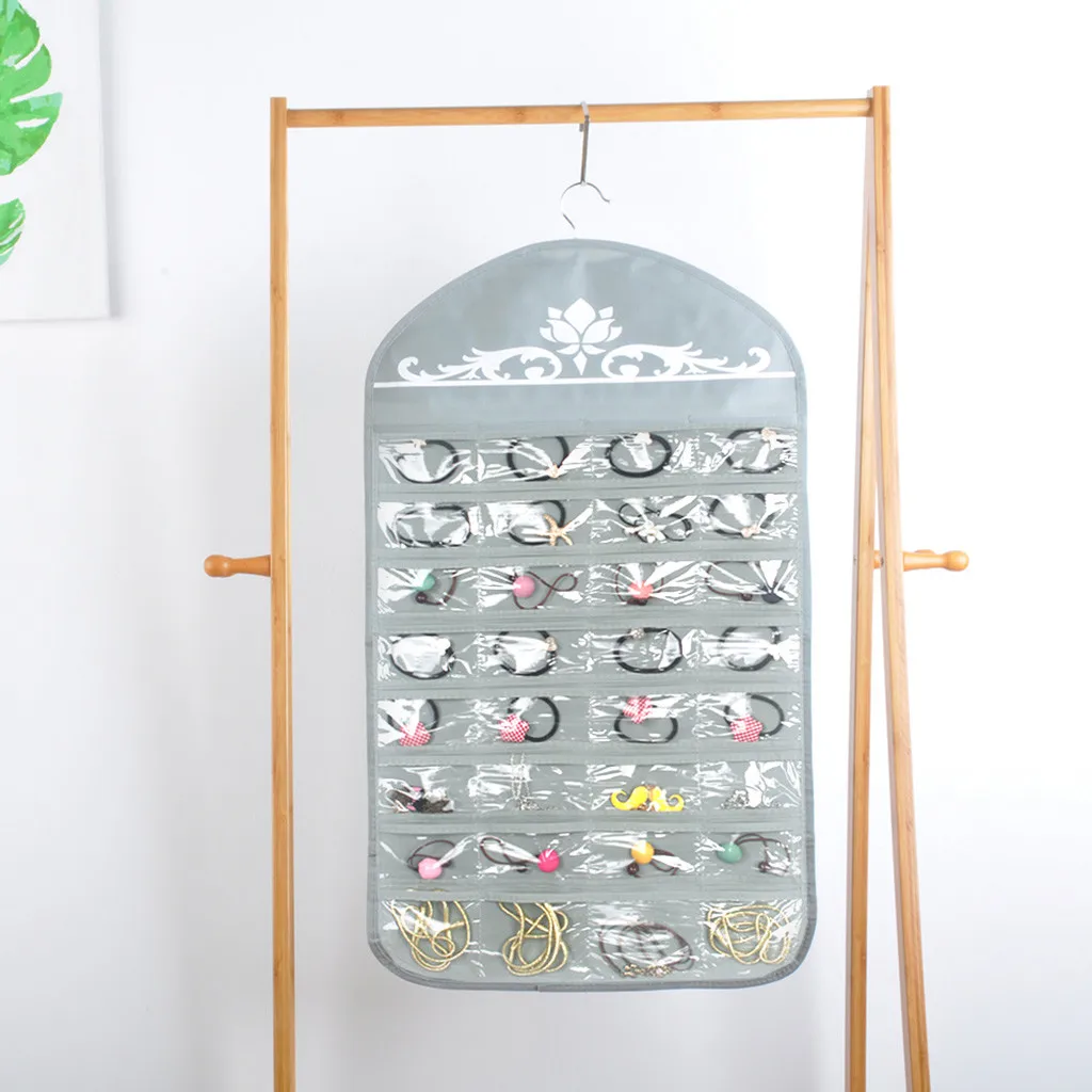 Ювелирный подвесной нетканый Органайзер держатель 64 кармана изогнутый принт Aug#29