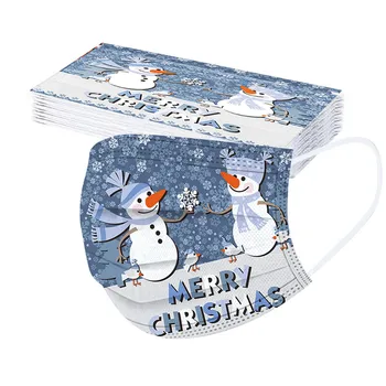 

20PCS Christmas Printed Adult's Mask Disposable High Quality Mask Santa Claus Unisex 3Ply Earhook Mouth Cover Maschere Face