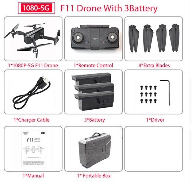 1080P Case 3B Global Drone 2K бесщеточный Дрон с камерой 2K HD Follow Me Квадрокоптер Профессиональный gps дроны VS FIMI X8 SE E520S F11 PRO - Цвет: 1080P Case 3B