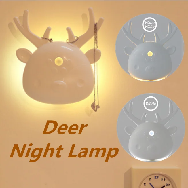 

Hot Sale Lamps LED Multi-Function Deer Human Body Induction USB Charging Creative Night Light Bedroom Wardrobe Sensor Light Gift