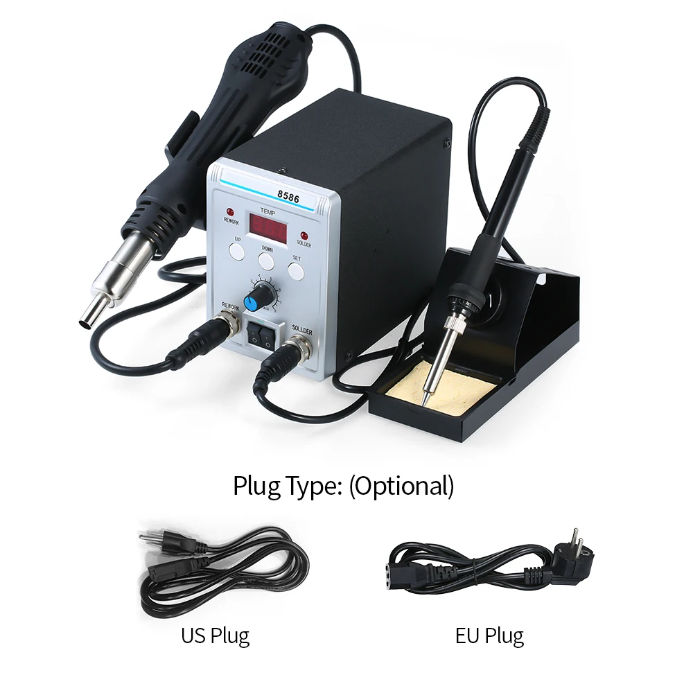 

2 in 1 LCD Digital Hot Air SMD Soldering Station Rework Station Adjustable 220 V Soldering Iron for Heating Shrink Soldering