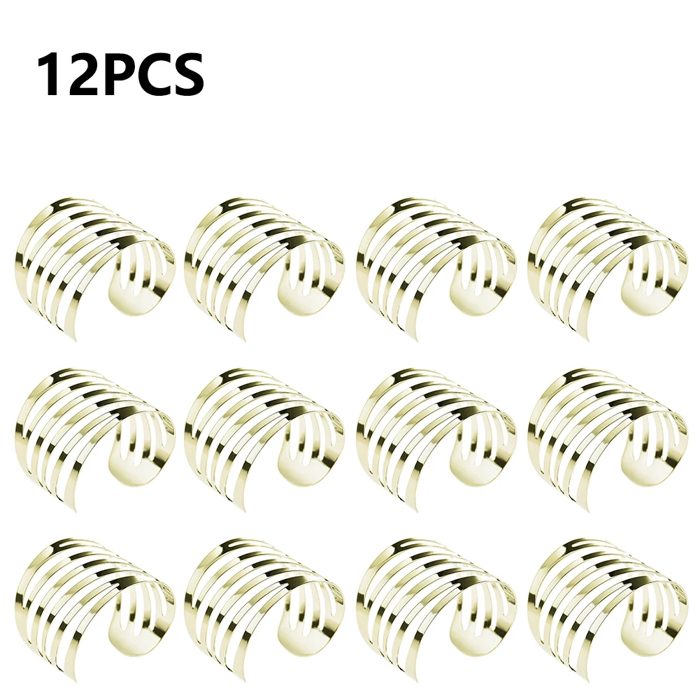 

12 PCS New Arrival Napkin Rings Alloy Silver/Gold 4.5*4cm Suitable For Wedding Party Anniversary Banquet